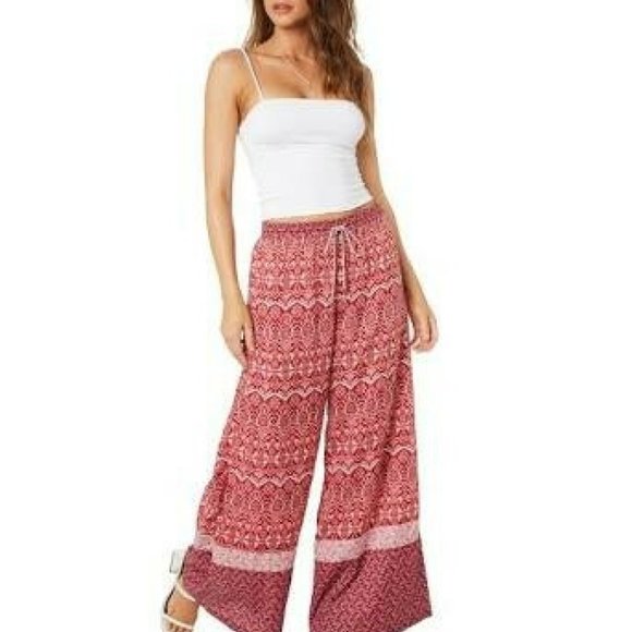 TIGERLILY Nivi Red Boho Print High Waisted Wide Leg Pants RRP$199 - Picture 9 of 16